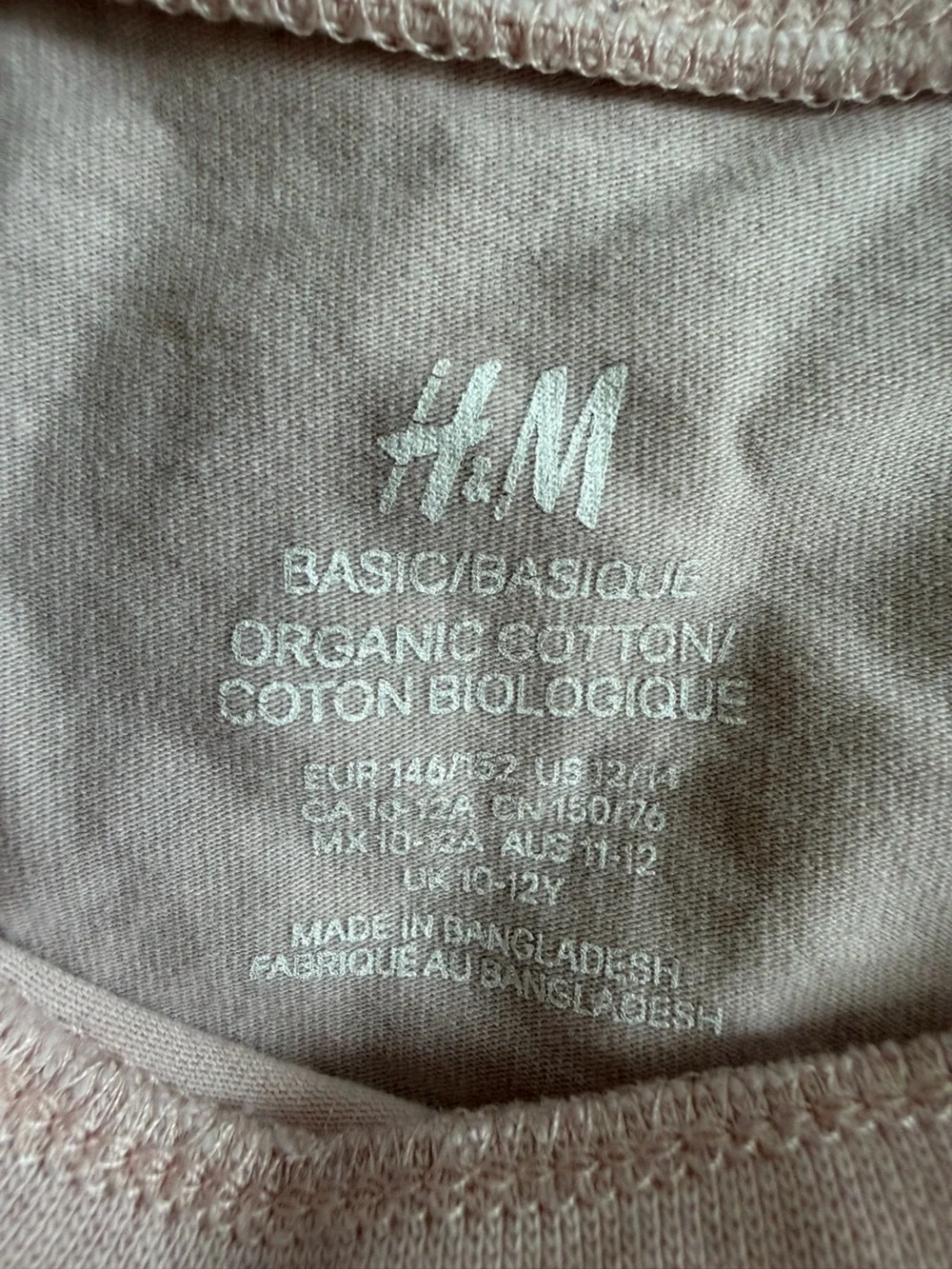 H&M Light Pink Long Sleeve Cotton Top